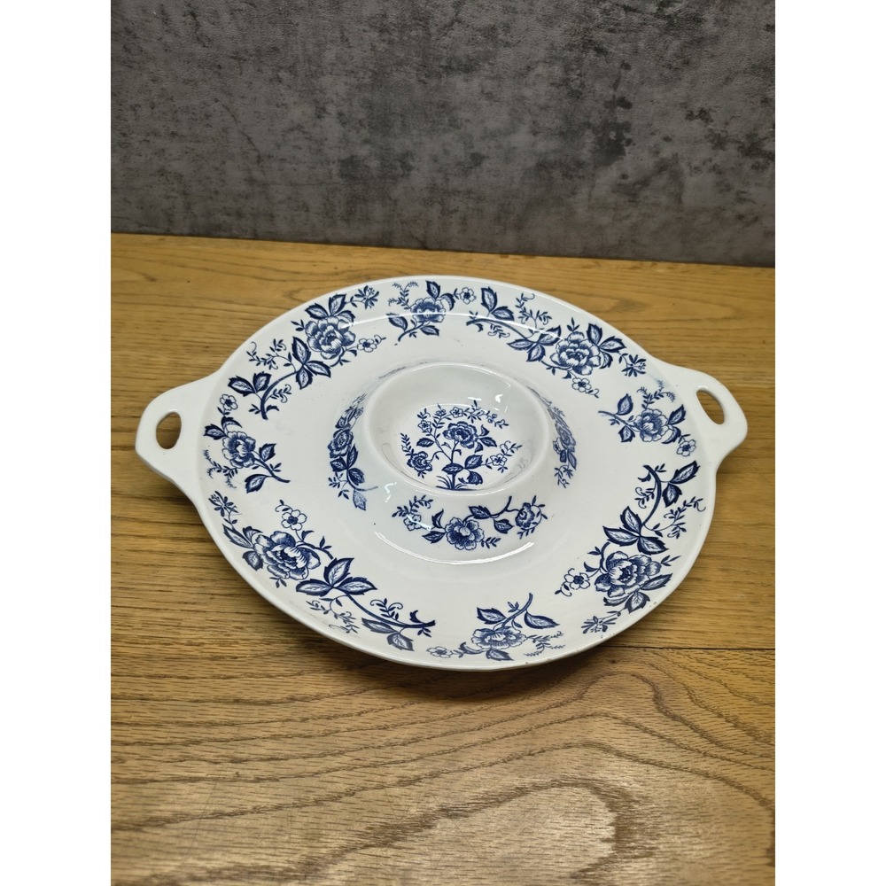 Nordic Blue Serving Dish With center Chip And Dip *** Chipped On Back***